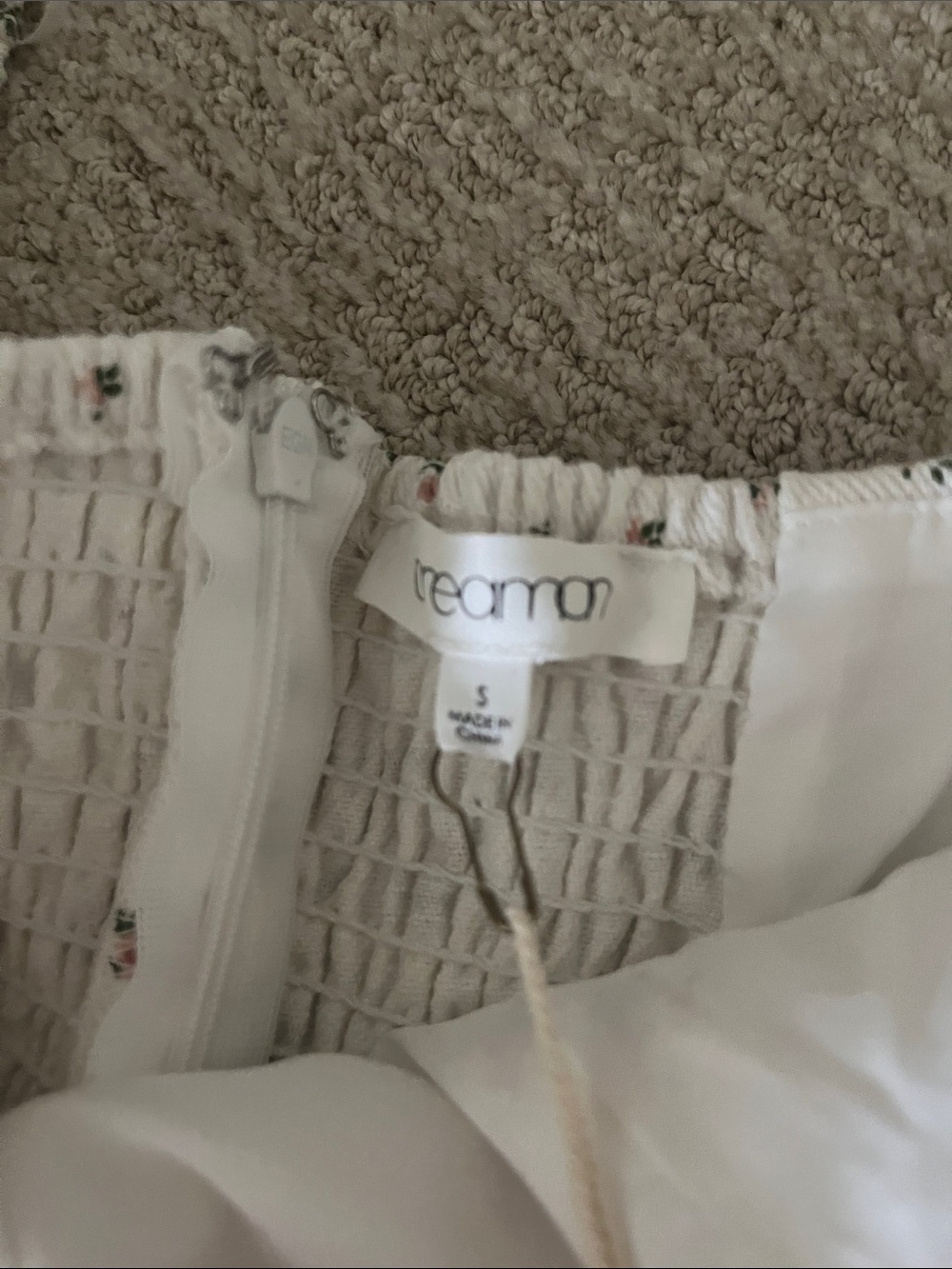 Worth Collective Square Neck White Midi Dress with Pink Floral Detail S NWT - Picture 6 of 7